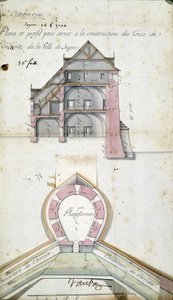 ヴォーバンによるセーヌの街の塔の平面図とカット、10月10日 作： Sebastien Le Prestre de Vauban