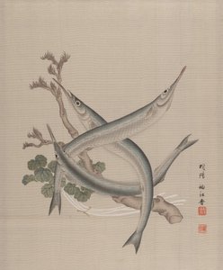 三匹の魚と枝、約。 1890-92。