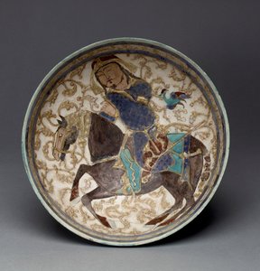 イランの馬に乗って王子と一緒にボウル（装飾された石膏）