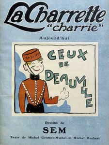 月刊誌「La charrette charrie」（1922年）の表紙にセムが描いたドーヴィルのカジノディーラーのイラスト。 作： Sem