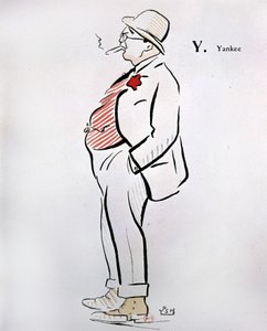Alphabet de Sem』（1863年～1934年）のアメリカ人の漫画、Y as Yankee, n.d., 20世紀。 作： Sem