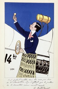 喜劇 アルベルト・サントス＝デュモン（サントス・デュモン）（1873-1932）の肖像 - セム（1863 - 1934）作「現代の有名人とベネディクト」に収録 1900年頃 作： Sem