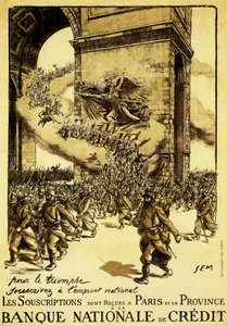 政治ポスターフランス。1917.勝利の名の下に、国家貸付を堅持せよ。 作： Sem (1863 1934)