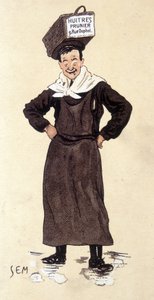 プリュニエ店の牡蠣の販売者。クロモリトグラフにSEM（1863 - 1934）のサイン入り。