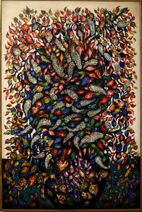 花と果物、1920年頃（キャンバスに油彩） 作： Seraphine Louis