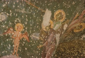 最後の審判からの天使、14世紀（詳細） 作： Serbian School