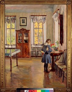 家の中 - Sergei Arsenyevich Vinogradov（1869-1938）による絵画、キャンバスに油彩