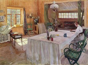アーティストの家でコンスタンチン・コローヴィン（1861-1939）1907（キャンバスに油彩） 作： Sergei Arsenevich Vinogradov