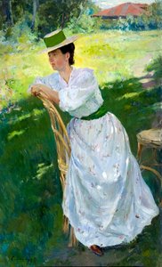 女性の肖像（En plein air） - Vinogradov, Sergei Arsenyevich (Arsenevich) (1869-1938) - 1899 - 油彩・キャンバス - 。