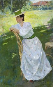 屋外の女性の肖像画、1899 作： Sergei Arsenevich Vinogradov
