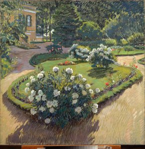 Un jardin (A Garden) - Sergei Arsenyevich Vinogradov (1869-1938) の作品、グワッシュ、パステル、紙 作： Sergei Arsenevich Vinogradov