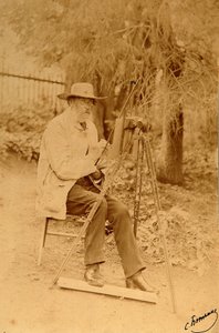 詩人ヤコフ・ペトロヴィッチ・ポロンスキー(ヤコフ・ペトロヴィッチ・ポロンスキー)(1819-1898)のイーゼルの肖像画。 アルブミン Photo by Sergei Dmitrievich Botkin (1869-1945) 作： Sergei Dmitrievich Botkin