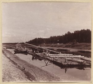 丸太の筏、ボルガ・バルト海水道、ロシア 作： Sergei Mikhailovich Prokudin Gorskii