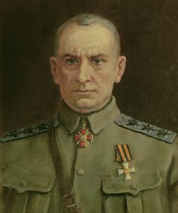 最高支配者とロシアの提督A.コルチャク（1874-1920）（キャンバスに油彩） 作： Sergei Varlenovich Pen