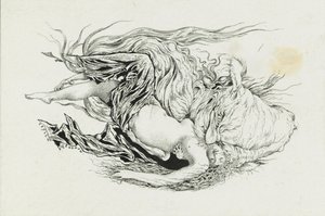 チェルノモールとリュドミラ。 A.プーシキン、1921-1926年の詩、ルスランとリュドミラへの挿絵。 作： Sergei Vasilevich Chekhonin