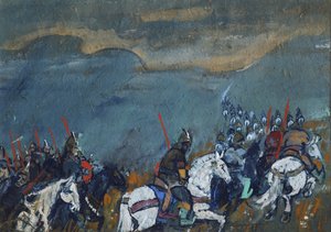 皇帝ドドン軍。おとぎ話のイラストA.プーシキンによるゴールデンおんどり 作： Sergei Vasilievich Malyutin