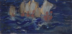 プーシキンによるサルタン皇帝のおとぎ話のイラスト 作： Sergei Vasilievich Malyutin