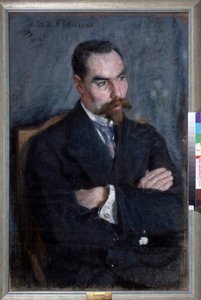 ポートレート・デュ・ポエテ・ヴァレリー・イアコブレビッチ・ブリウソフ (1873-1924) (詩人ヴァレリー・ブリューソフの肖像)。 Oeuvre Sergei Vasilyevich Malyutin (Serguei Malioutine) (1859-1937)、パステル シュル パピエ 作： Sergei Vasilievich Malyutin