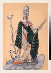 Costume preparatoire pour la piece de theatre ""Le triomphe des Etats"" de A Bobrishchev Pouchkine (Bobrishchev-Pouchkine) (A Bobrishchev-Pushkin (Bobrishchev Pushkin) による劇場劇「Triumph of the States」の衣装デザイン - Oeuvre de Sergei Yurievic) 作： Sergei Yurevich Sudeikin