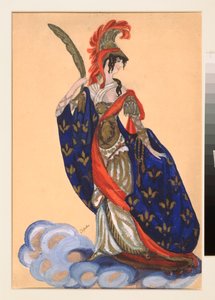 Costume preparatoire pour la piece de theatre ""Le triomphe des Etats"" de A Bobrishchev Pouchkine (Bobrishchev-Pouchkine) (A Bobrishchev-Pushkin (Bobrishchev Pushkin) による劇場劇「Triumph of the States」の衣装デザイン - Oeuvre de Sergei Yurievic) 作： Sergei Yurevich Sudeikin