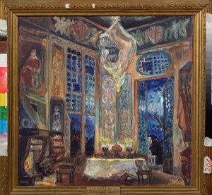 シャルル・ルコック (1832-1918) によるコミック・オペラ「La fille de madame Angot」の準備装飾 (Ch Lecocq による Operetta La Fille de Madame Angot の舞台デザイン) - Sergei Yurievich Sudeykin (Serge Soudeikine) の作品 (1882 年) -1946)、ガッシュと気性 作： Sergei Yurevich Sudeikin