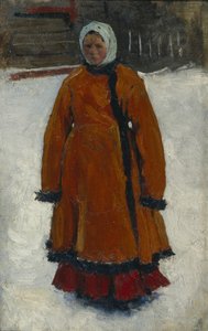 赤い毛皮のコートを着た少女、1903-1906年 作： Sergej Vasilevic Ivanov