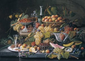 静物：果物、1855。 作： Severin Roesen