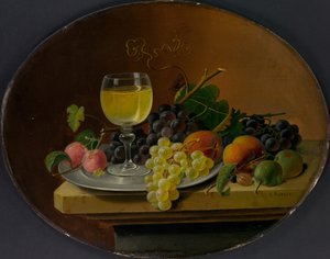 静物果物とワイングラス、1865-70。 作： Severin Roesen