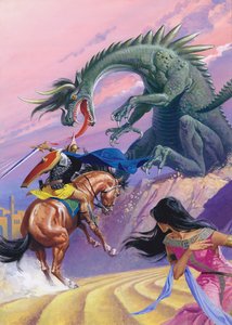 セント・ジョージとドラゴン（紙にグワッシュ） 作： セヴェリーノ・バラルディ