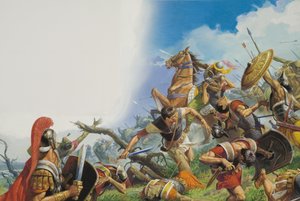 紀元前216年のカンネの戦い（紙にグワッシュ） 作： セヴェリーノ・バラルディ