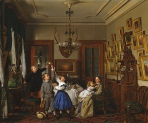 ブーケのコンテスト：ニューヨークのダイニングルームでのロバートゴードンの家族 作： Seymour Joseph Guy