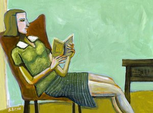 静かに読書をする女性 作： 