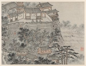 蘇州、虎丘十二景。五賢人台」1490年以降。 作： Shen Zhou