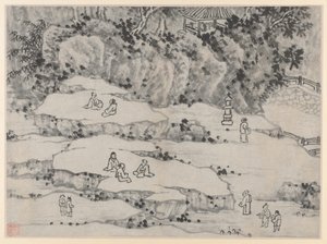 蘇州虎丘十二景：ノディングストーンテラス、タイガーヒル、千人座 作： 沈周