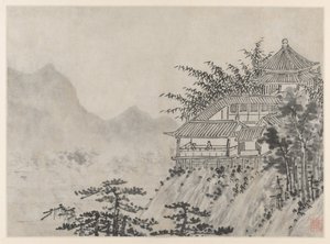 1490年以降の蘇州の虎丘の12の景色：千エーカーの雲。 作： Shen Zhou