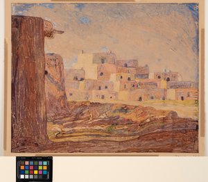 インディアンビレッジ、1928年頃（紙にモノタイプ） 作： Sherman Trease