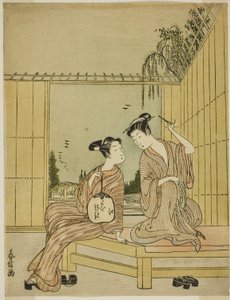 夕方の涼しさを楽しむ若いカップル 作： Shiba Kokan