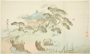 寺院のホール 作： Shibata Zeshin