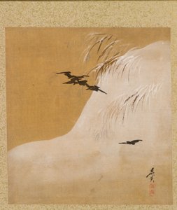 善信公画帖 雪鳥図 作： Shibata Zeshin