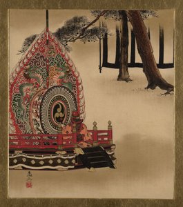 さまざまな題材の漆絵: 雅楽舞踊の太鼓, 1882. 作： Shibata Zeshin