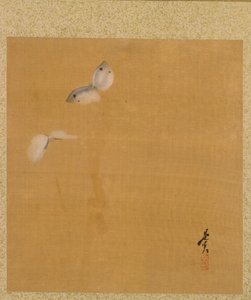 Album of Seasonal Themes：Maple Leaves and Feather、1847からの葉。 作： Shibata Zeshin