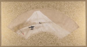 19世紀後半の鳥のいる山々。 作： Shibata Zeshin