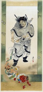 鍾馗さんと鬼たち。柴田是真の自画像 作： Shibata Zeshin
