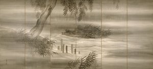 ホタルのいる川の風景、1874 作： Shiokawa Bunrin