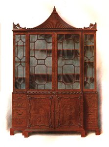 マホガニーの中国のキャビネット、1906 作： Shirley Charles Llewellyn Slocombe