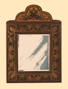 象眼細工の寄木細工が施されたウォールナットフレーム付きミラー、1905 作： Shirley Charles Llewellyn Slocombe