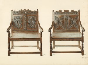 オークダブルチェア（ウェールズ語）、Hクラレンスホワイト（クロモリト）のプロパティ 作： Shirley Charles Llewellyn Slocombe