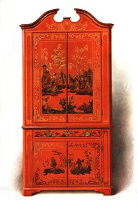レッドラッカーキャビネット、1907年1908年。
