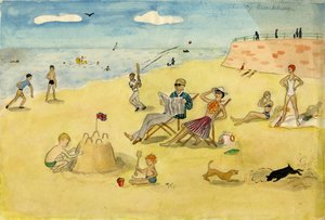 ビーチシーン、c1946。 作： Shirley Markham