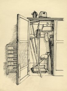 ほうきの食器棚、c1951。